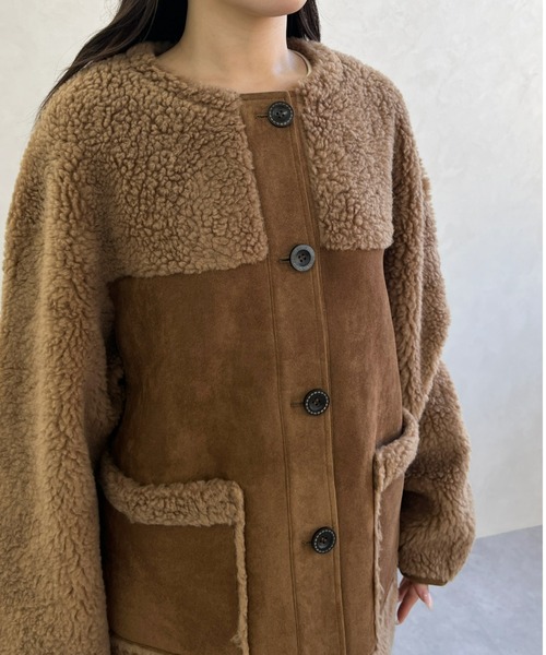 MISCH MASCH（ミッシュマッシュ）の「一部店舗限定 ムートン切替ボアコート（その他アウター・レディース・ベージュ/ブラウン・ﾌﾘ-）」の15枚目の写真