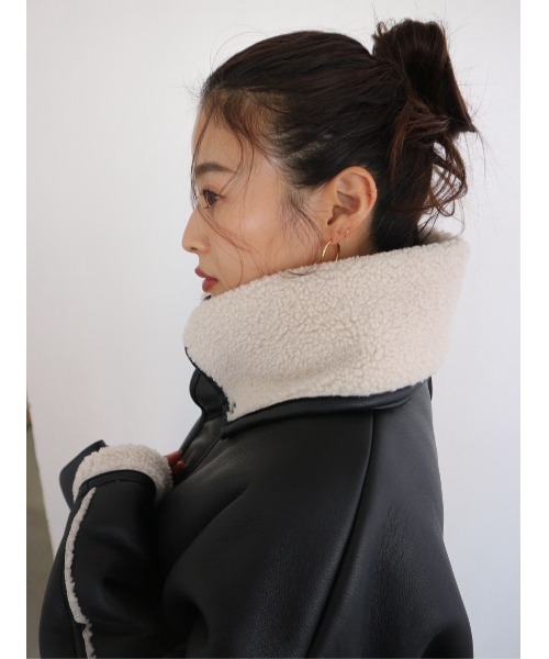 Boa Collar Faux Leather Blouson / ボアカラーフェイクレザーブルゾン