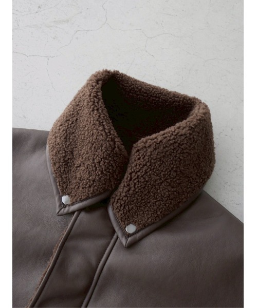 Boa Collar Faux Leather Blouson / ボアカラーフェイクレザーブルゾン