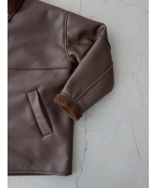 Boa Collar Faux Leather Blouson / ボアカラーフェイクレザーブルゾン