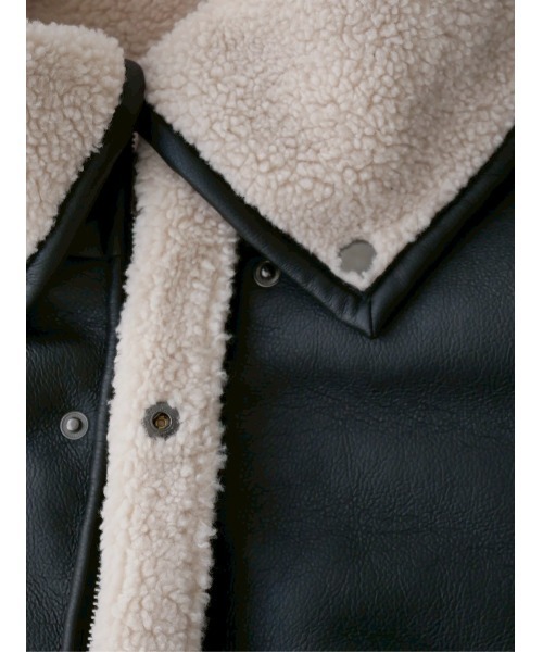 Boa Collar Faux Leather Blouson / ボアカラーフェイクレザーブルゾン