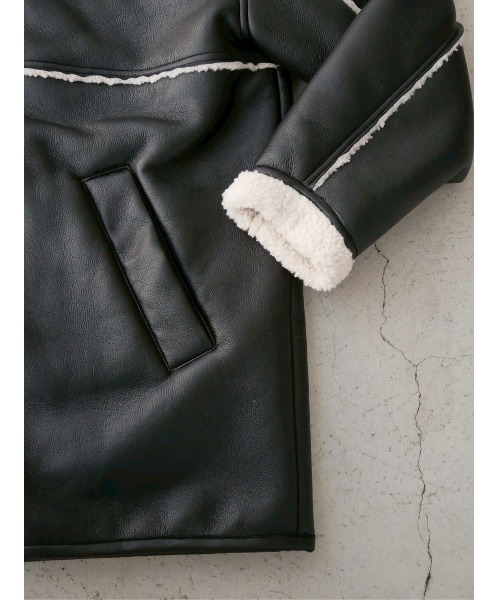 Boa Collar Faux Leather Blouson / ボアカラーフェイクレザーブルゾン