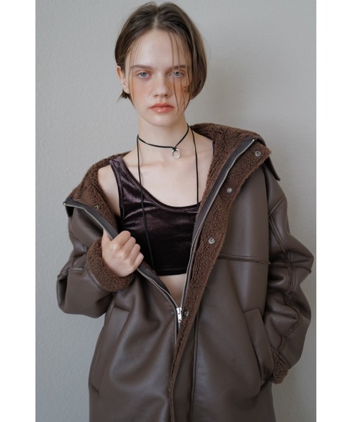 Boa Collar Faux Leather Blouson / ボアカラーフェイクレザーブルゾン