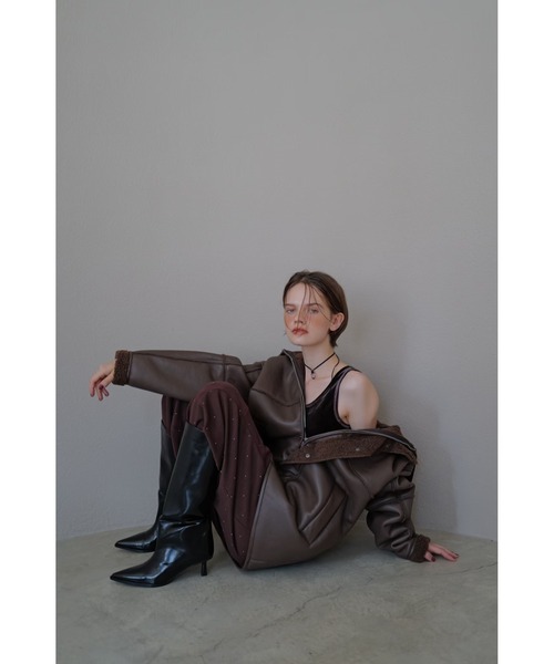 Boa Collar Faux Leather Blouson / ボアカラーフェイクレザーブルゾン