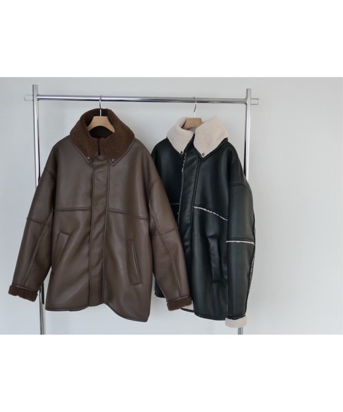Boa Collar Faux Leather Blouson / ボアカラーフェイクレザーブルゾン