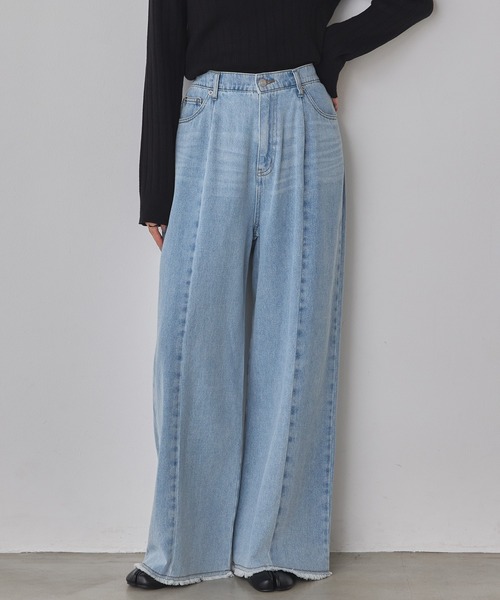 hunch(ハンチ)の「バイカラーデニムパンツ(デニムパンツ・レディース・オフホワイト/ライトインディゴブルー/ブラック・FREE)」の10枚目の写真