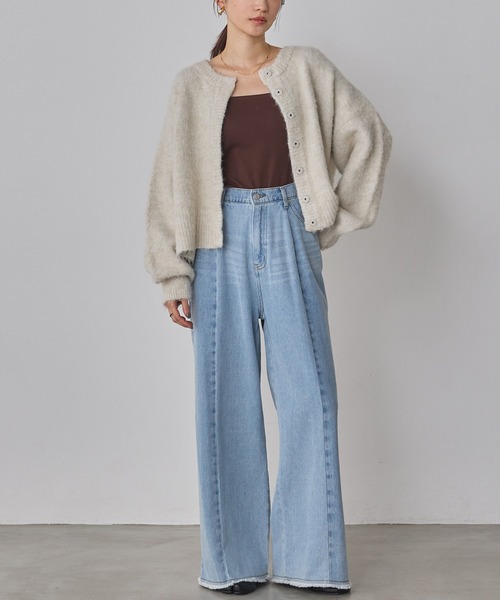 hunch(ハンチ)の「バイカラーデニムパンツ(デニムパンツ・レディース・オフホワイト/ライトインディゴブルー/ブラック・FREE)」の20枚目の写真