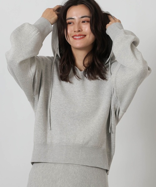 スウェットライクフードニットプルオーバー / 637695（ニット/セーター