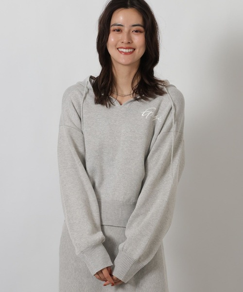 スウェットライクフードニットプルオーバー / 637695（ニット/セーター