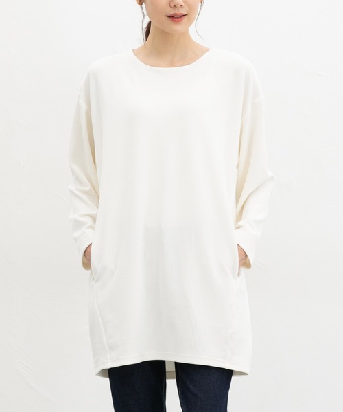 Honeys(ハニーズ)の「コクーンチュニック(Tシャツ/カットソー・レディース・オフホワイト/ネイビー/スミクロ・F)」の5枚目の写真