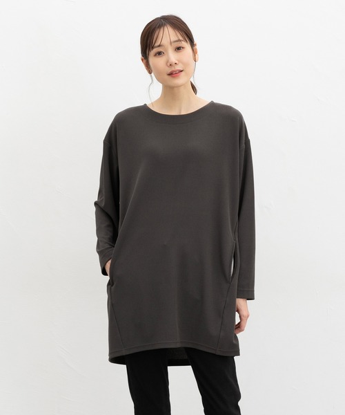 Honeys(ハニーズ)の「コクーンチュニック(Tシャツ/カットソー・レディース・オフホワイト/ネイビー/スミクロ・F)」の7枚目の写真