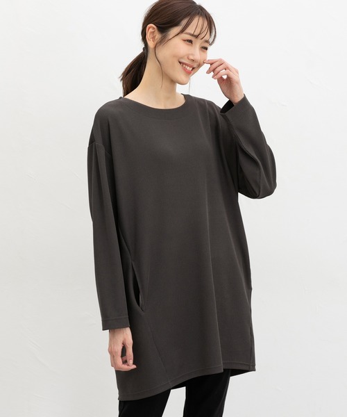 Honeys(ハニーズ)の「コクーンチュニック(Tシャツ/カットソー・レディース・オフホワイト/ネイビー/スミクロ・F)」の8枚目の写真