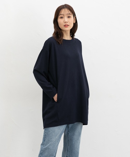 Honeys(ハニーズ)の「コクーンチュニック(Tシャツ/カットソー・レディース・オフホワイト/ネイビー/スミクロ・F)」の10枚目の写真