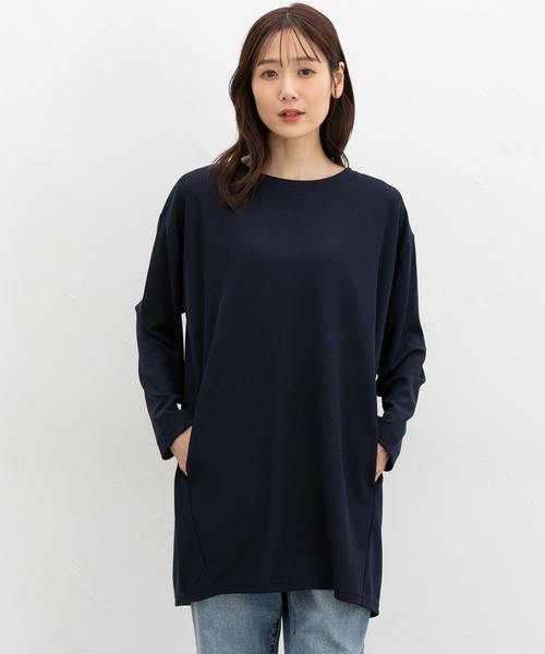 Honeys(ハニーズ)の「コクーンチュニック(Tシャツ/カットソー・レディース・オフホワイト/ネイビー/スミクロ・F)」の11枚目の写真