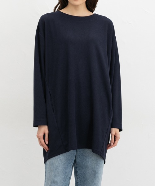 Honeys(ハニーズ)の「コクーンチュニック(Tシャツ/カットソー・レディース・オフホワイト/ネイビー/スミクロ・F)」の12枚目の写真