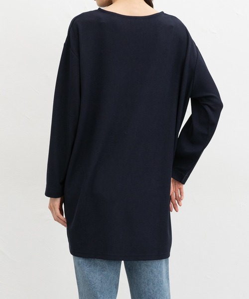 Honeys(ハニーズ)の「コクーンチュニック(Tシャツ/カットソー・レディース・オフホワイト/ネイビー/スミクロ・F)」の14枚目の写真