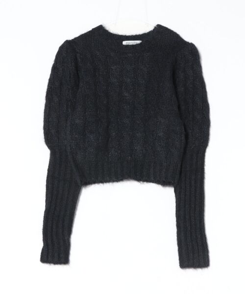 REDYAZEL（レディアゼル）の「ケーブルパフスリーブニットトップス（ニット/セーター・レディース・ブラック/ブルー/ライトグレー・FREE）」の2枚目の写真