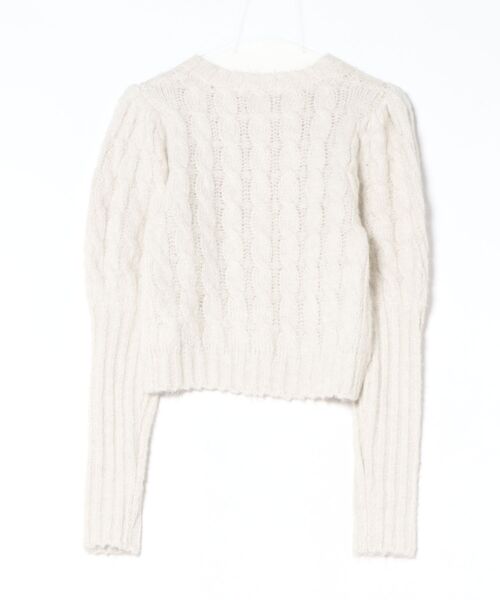 REDYAZEL（レディアゼル）の「ケーブルパフスリーブニットトップス（ニット/セーター・レディース・ブラック/ブルー/ライトグレー・FREE）」の4枚目の写真