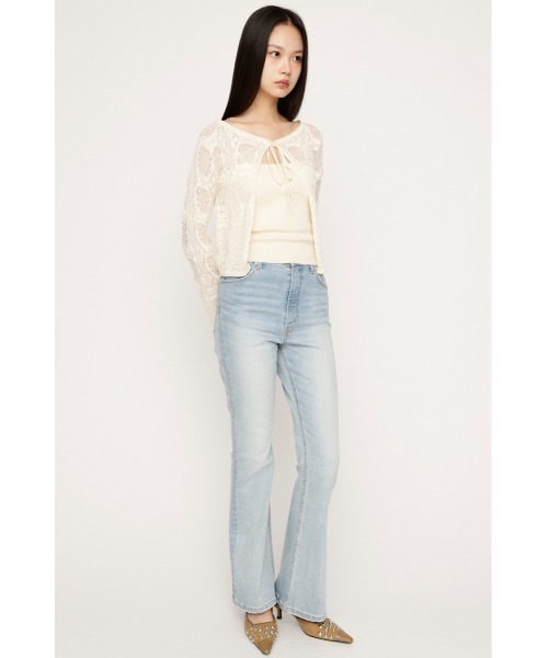 SLY（スライ）の「【新色追加】HW FLARE PT WITH ROICA(R)EF ハイウエスト フレアパンツ ウィズロイカ イーエフ 春服（デニムパンツ・レディース・ブルー/ライトブルー/ダークブルー・26inch/25inch/24inch/23inch/22inch）」の4枚目の写真