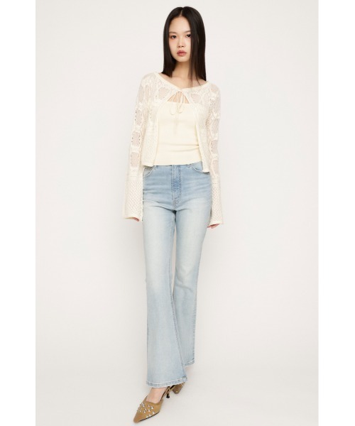 SLY（スライ）の「【新色追加】HW FLARE PT WITH ROICA(R)EF ハイウエスト フレアパンツ ウィズロイカ イーエフ 春服（デニムパンツ・レディース・ブルー/ライトブルー/ダークブルー・26inch/25inch/24inch/23inch/22inch）」の6枚目の写真