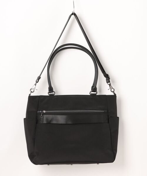 m.f.editorial（エムエフエディトリアル）の「【A4対応 2WAY】m.f.エディトリアル メンズ 型押しコンビ トートバッグ（トートバッグ・メンズ・グレー系その他2/ブラック・FREE）」の4枚目の写真