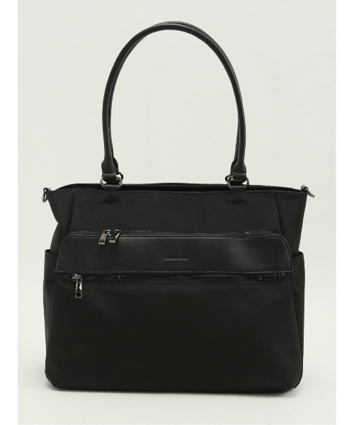 m.f.editorial（エムエフエディトリアル）の「【A4対応 2WAY】m.f.エディトリアル メンズ 型押しコンビ トートバッグ（トートバッグ・メンズ・グレー系その他2/ブラック・FREE）」の2枚目の写真