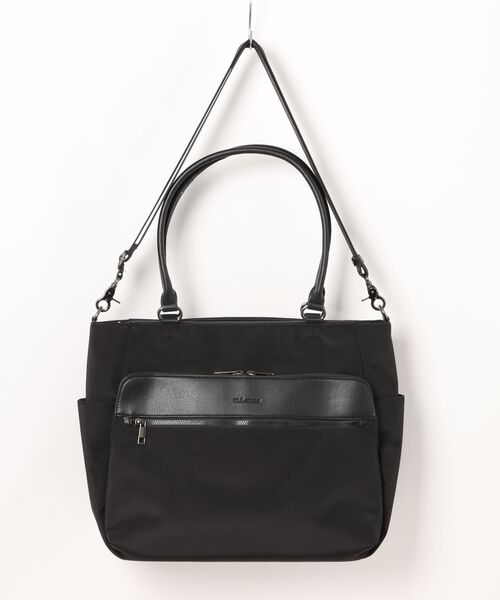 m.f.editorial（エムエフエディトリアル）の「【A4対応 2WAY】m.f.エディトリアル メンズ 型押しコンビ トートバッグ（トートバッグ・メンズ・グレー系その他2/ブラック・FREE）」の3枚目の写真