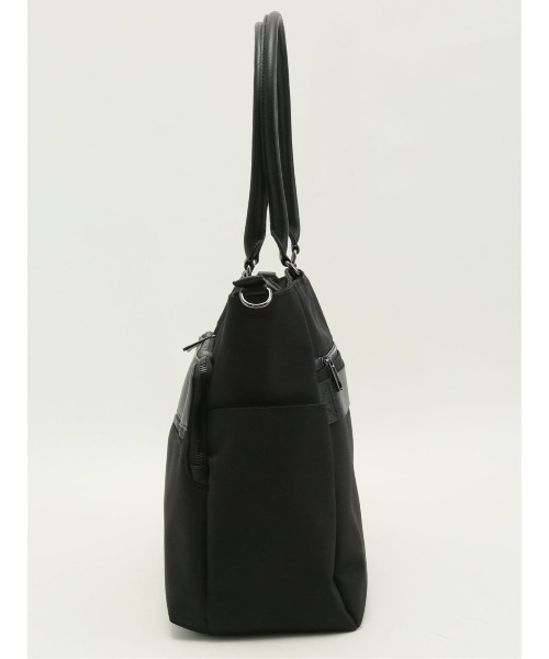 m.f.editorial（エムエフエディトリアル）の「【A4対応 2WAY】m.f.エディトリアル メンズ 型押しコンビ トートバッグ（トートバッグ・メンズ・グレー系その他2/ブラック・FREE）」の5枚目の写真