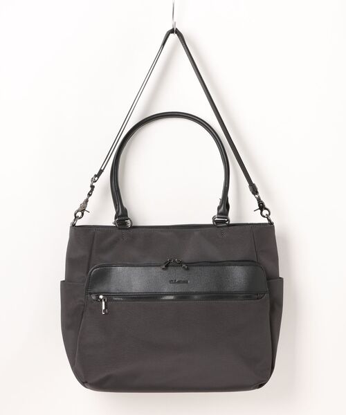 m.f.editorial（エムエフエディトリアル）の「【A4対応 2WAY】m.f.エディトリアル メンズ 型押しコンビ トートバッグ（トートバッグ・メンズ・グレー系その他2/ブラック・FREE）」の18枚目の写真