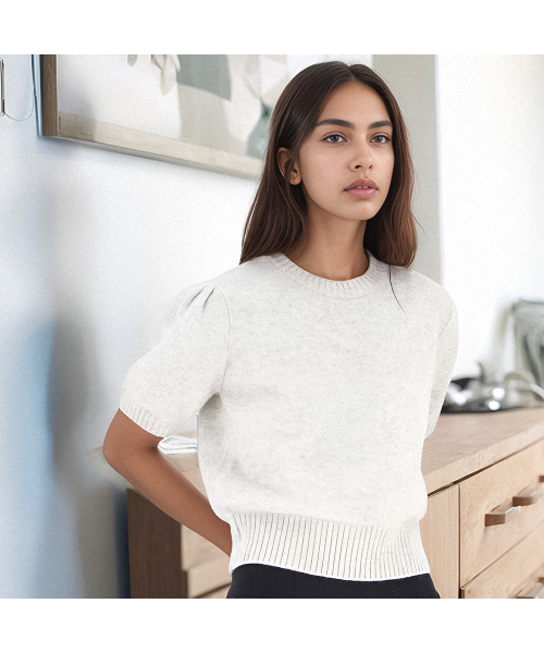 ACUD(アクド)の「Puff Sleeve Raccoon Knit _Grey(ニット/セーター・レディース・グレー・FREE)」の1枚目の写真