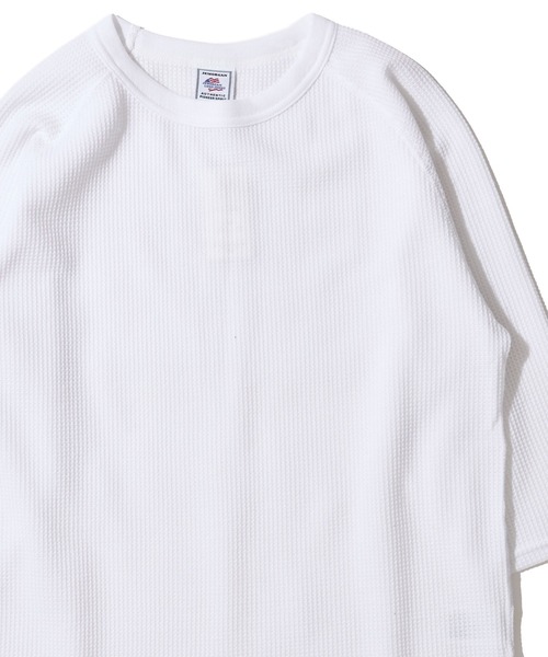 JEMORGAN(ジェーイーモーガン)の「【JEMORGAN / ジェイモーガン】ワッフル クルーネック 7分袖 ラグランTシャツ / サーマル カットソー(Tシャツ/カットソー・メンズ・ブラック/ホワイト/ナチュラル/杢グレー・LARGE/MEDIUM/X-LARGE)」の1枚目の写真