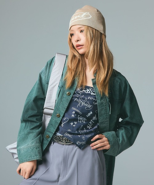 X-girl（エックスガール）の「FACE LABEL SHOULDER BAG（ショルダーバッグ・レディース・グレー/ブラック・ONE SIZE）」の4枚目の写真