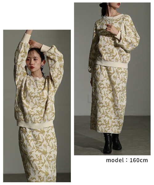 Sawa a la mode(サワアラモード)の「リーフモチーフふくれジャガードプルオーバー(ニット/セーター・レディース・ブラック/オフホワイト・FREE)」の10枚目の写真