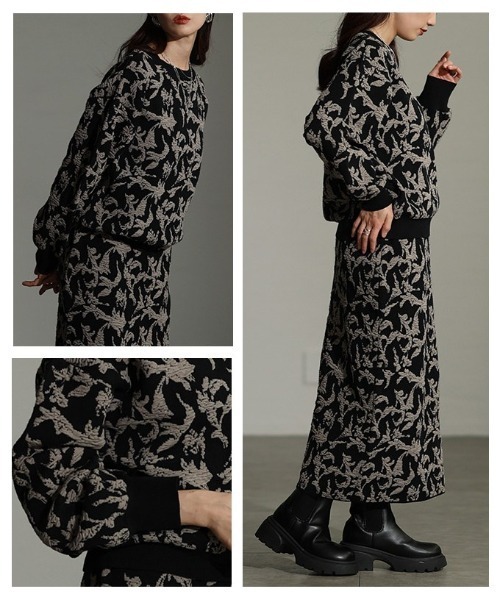 Sawa a la mode(サワアラモード)の「リーフモチーフふくれジャガードプルオーバー(ニット/セーター・レディース・ブラック/オフホワイト・FREE)」の20枚目の写真