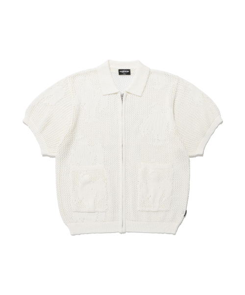 ANGEL SHADOW Half Zip Up Polo Knit — поло‑джемпер с половинной молнией, цвет: ivory (NG2EMUK682A)