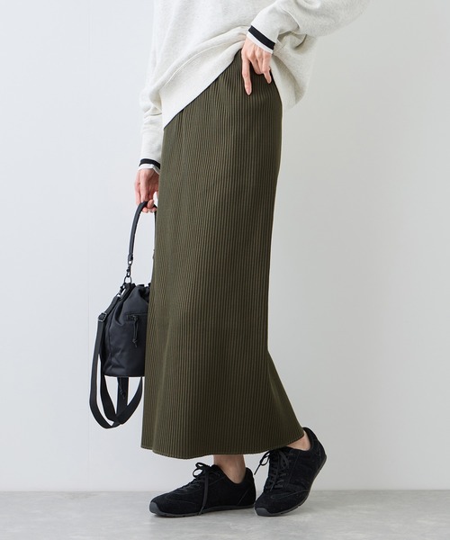 ROPE' PICNIC（ロペピクニック）の「トタンテレコ Iラインリブニットスカート（スカート・レディース・カーキ/ブラック/キナリ・L/M/S）」の3枚目の写真