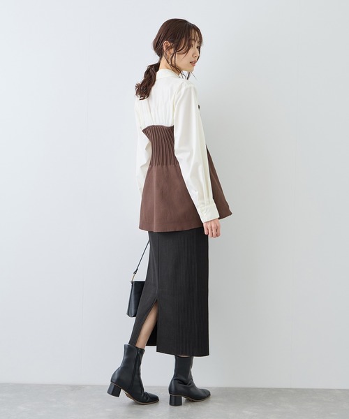 ROPE' PICNIC（ロペピクニック）の「トタンテレコ Iラインリブニットスカート（スカート・レディース・カーキ/ブラック/キナリ・L/M/S）」の7枚目の写真