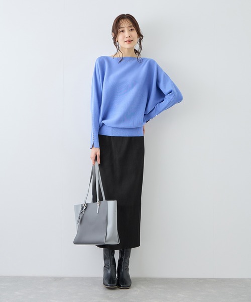 ROPE' PICNIC（ロペピクニック）の「トタンテレコ Iラインリブニットスカート（スカート・レディース・カーキ/ブラック/キナリ・L/M/S）」の8枚目の写真