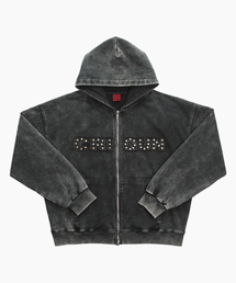 CRIGUN（クリガン）の「ウォッシングアップリケリベット フードパーカー ブラック（パーカー）」