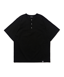 ヘンリーネッククールエアロ半袖Tシャツ（ブラック）
