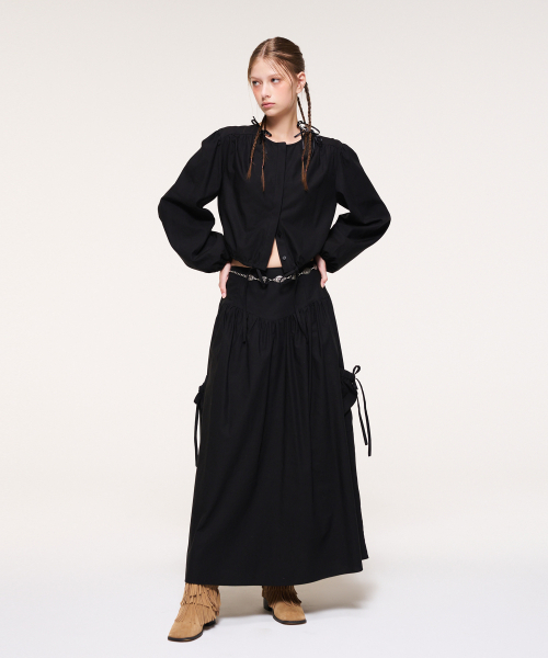 ETMON(エトモン)の「Shirring Pocket Long Skirt, Black(スカート・レディース・その他・S/M)」の4枚目の写真