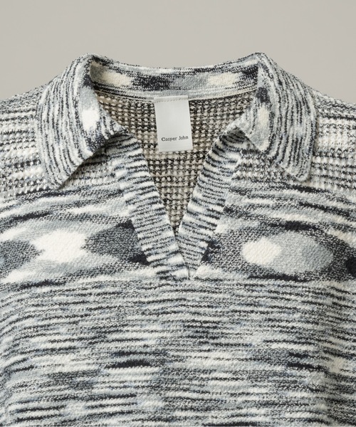 CASPER JOHN(キャスパージョン)の「Skipper summer knit/スキッパーサマーニット(ポロシャツ・メンズ・ブラック/ネイビー/ミント/ブラウン/ホワイト×ブラック・X-SMALL/LARGE/MEDIUM/SMALL)」の6枚目の写真