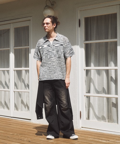 CASPER JOHN(キャスパージョン)の「Skipper summer knit/スキッパーサマーニット(ポロシャツ・メンズ・ブラック/ネイビー/ミント/ブラウン/ホワイト×ブラック・X-SMALL/LARGE/MEDIUM/SMALL)」の15枚目の写真