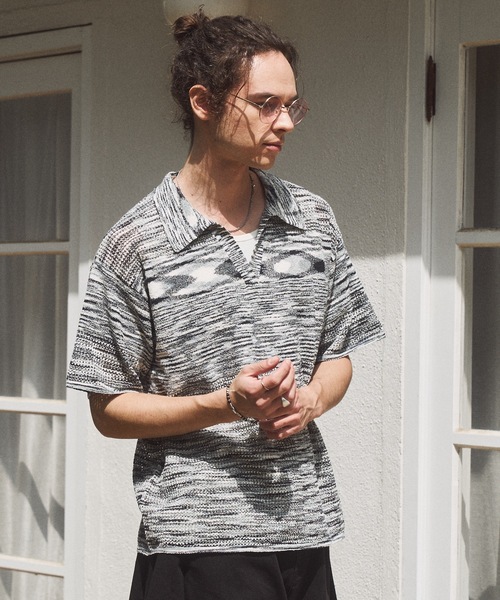 CASPER JOHN(キャスパージョン)の「Skipper summer knit/スキッパーサマーニット(ポロシャツ・メンズ・ブラック/ネイビー/ミント/ブラウン/ホワイト×ブラック・X-SMALL/LARGE/MEDIUM/SMALL)」の14枚目の写真