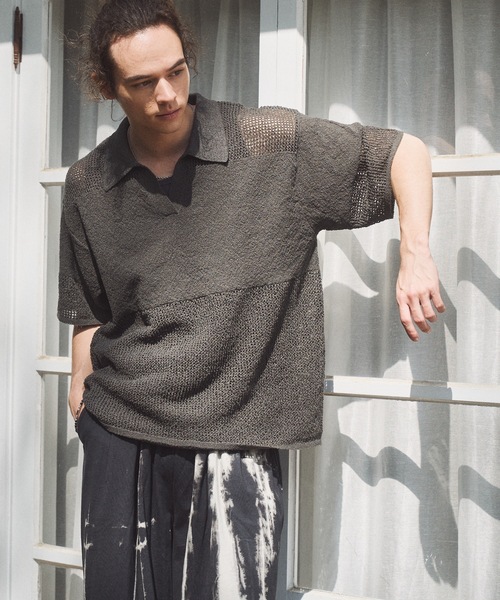 CASPER JOHN(キャスパージョン)の「Skipper summer knit/スキッパーサマーニット(ポロシャツ・メンズ・ブラック/ネイビー/ミント/ブラウン/ホワイト×ブラック・X-SMALL/LARGE/MEDIUM/SMALL)」の16枚目の写真