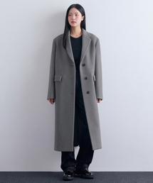 ウィメンズカシミヤブレンドオーバーショルダーシングルコート[ミディアムグレー]