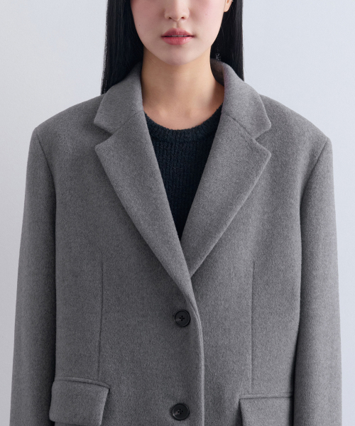 MUSINSA STANDARD WOMAN（ムシンサスタンダードウーマン）の「ウィメンズカシミヤブレンドオーバーショルダーシングルコート[ミディアムグレー]（チェスターコート・レディース・その他・LARGE/SMALL/MEDIUM/X-SMALL）」の9枚目の写真
