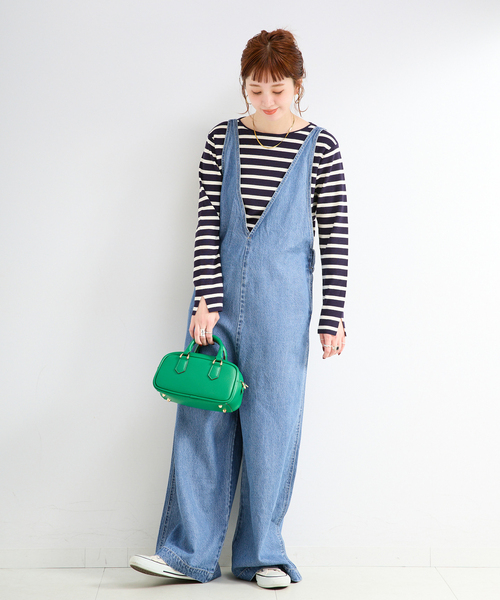 B.C STOCK（ベーセーストック）の「《追加3》【WEB限定】DU JOUR/デュ ジュール V NECK JEAN SALOPETTE（サロペット/オーバーオール・レディース・スカイブルー・FREE）」の3枚目の写真