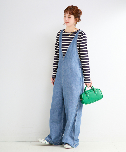 B.C STOCK（ベーセーストック）の「《追加3》【WEB限定】DU JOUR/デュ ジュール V NECK JEAN SALOPETTE（サロペット/オーバーオール・レディース・スカイブルー・FREE）」の4枚目の写真