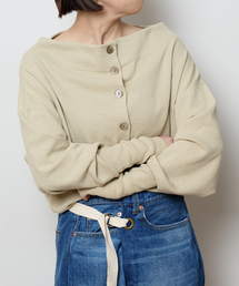 Bonum（ボナム）の「2WAYワイドネックルーズKNIT CARDIGAN TOPS：ニット（ニット/セーター）」